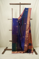 Two Tone Royal Blue Maheshwari Saree - SRRBMS1277