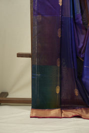 Two Tone Royal Blue Maheshwari Saree - SRRBMS1277