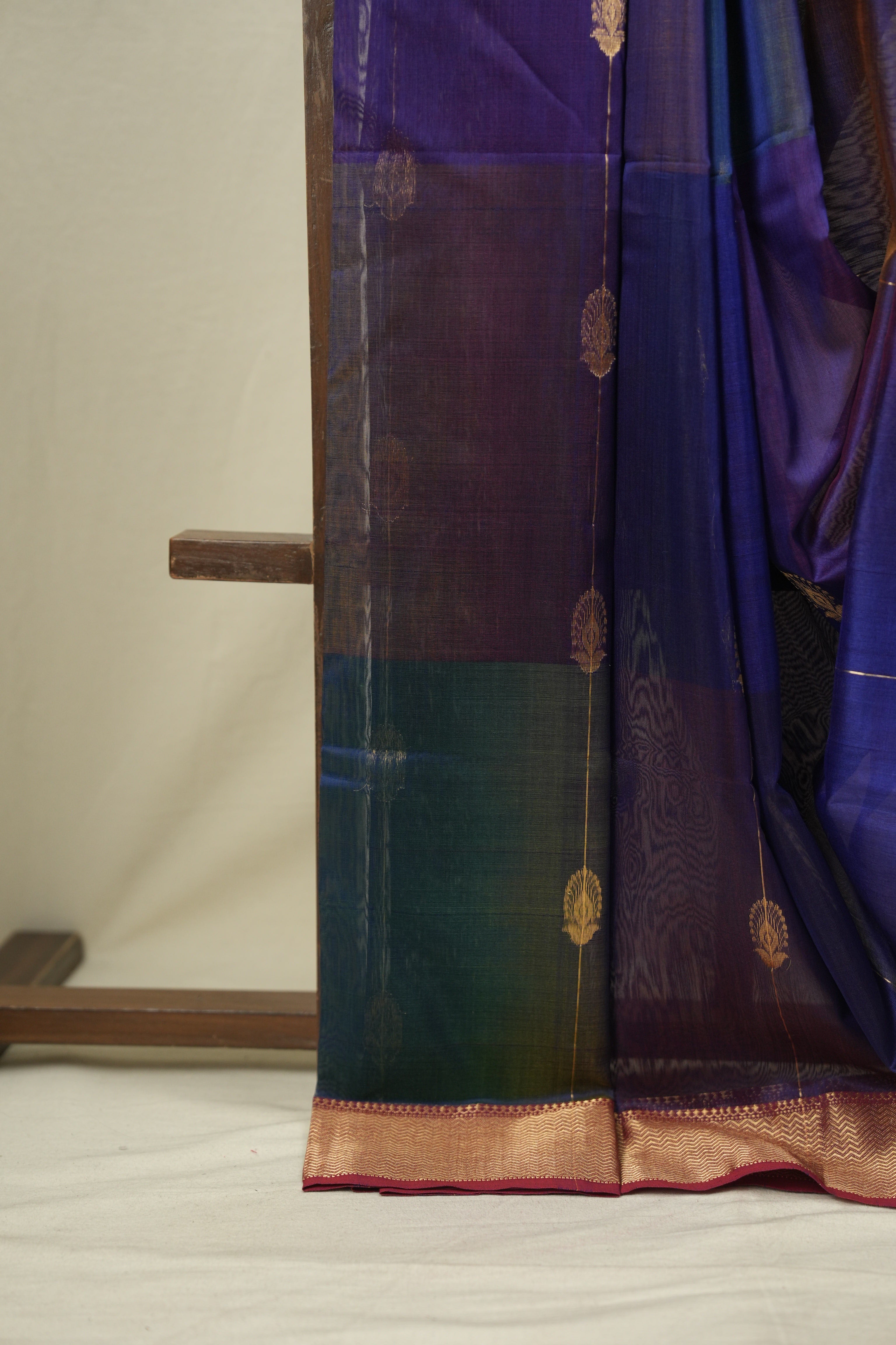 Two Tone Royal Blue Maheshwari Saree - SRRBMS1277