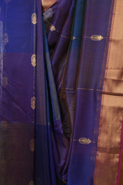 Two Tone Royal Blue Maheshwari Saree - SRRBMS1277