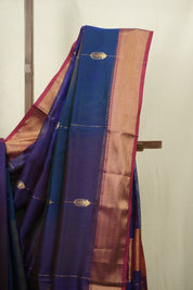 Two Tone Royal Blue Maheshwari Saree - SRRBMS1277