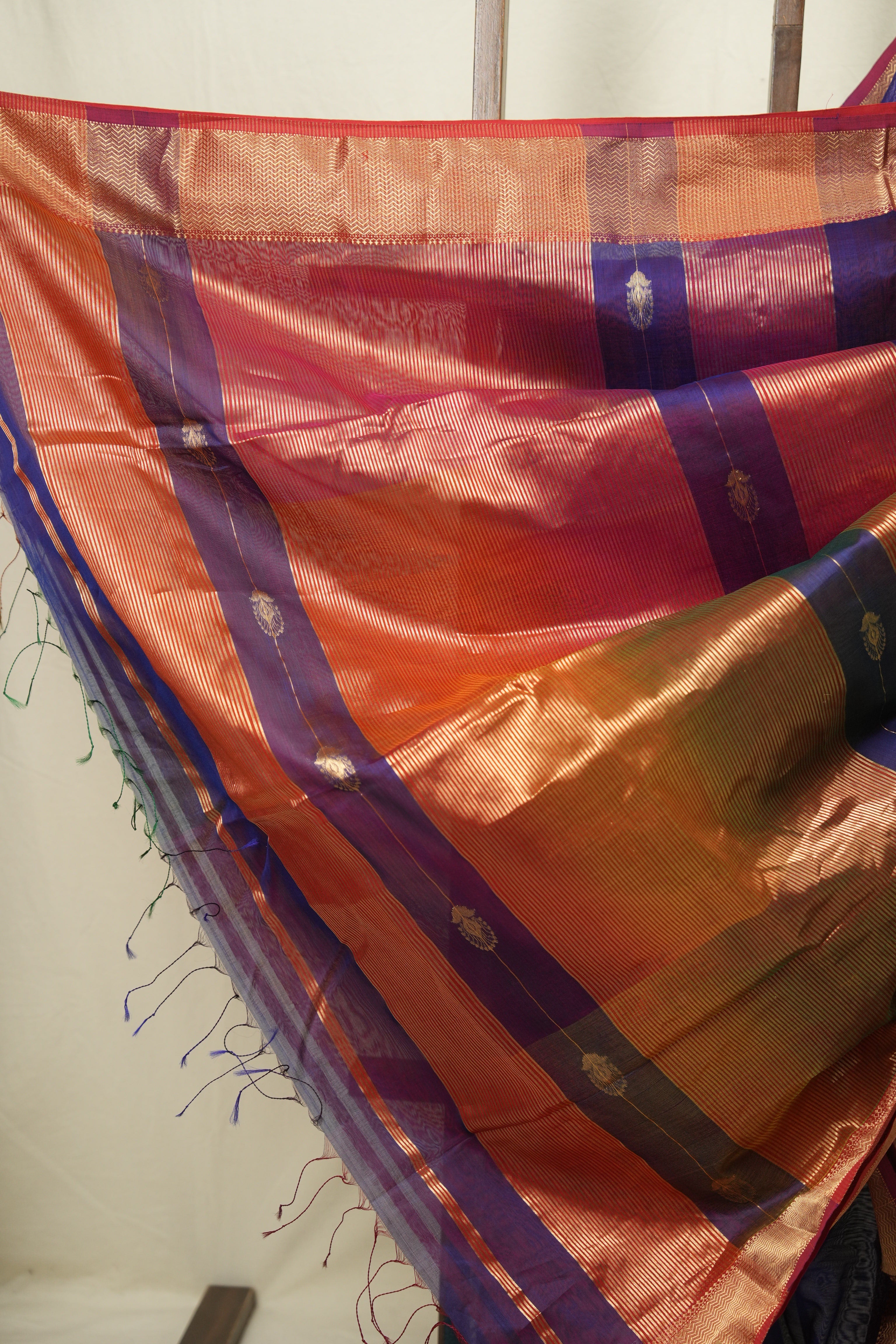 Two Tone Royal Blue Maheshwari Saree - SRRBMS1277