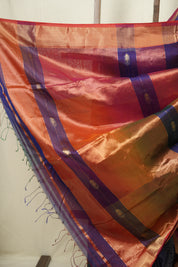 Two Tone Royal Blue Maheshwari Saree - SRRBMS1277