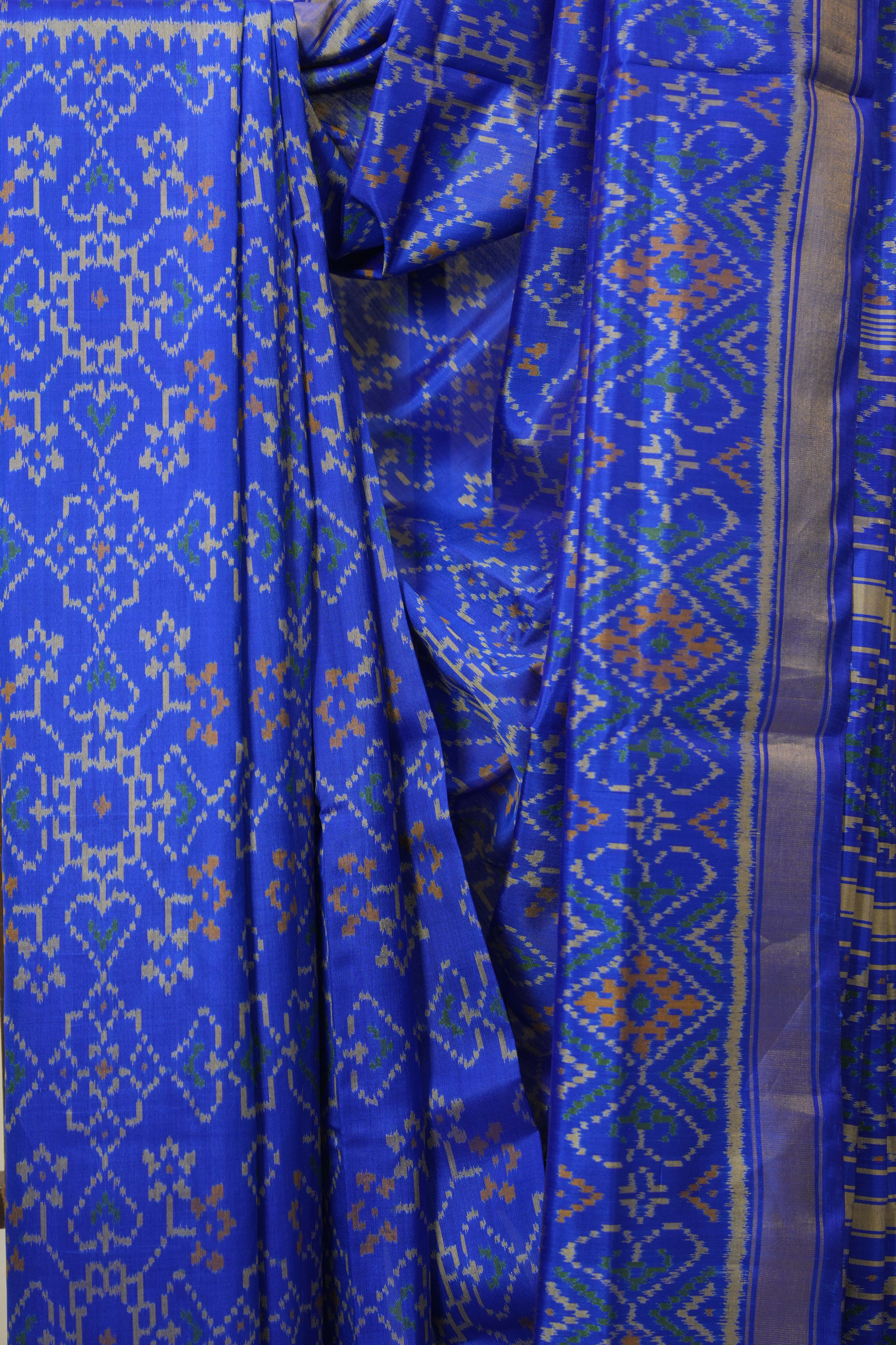 Bold Blue Rajkot Patola Silk Saree - SRBBRPSS569