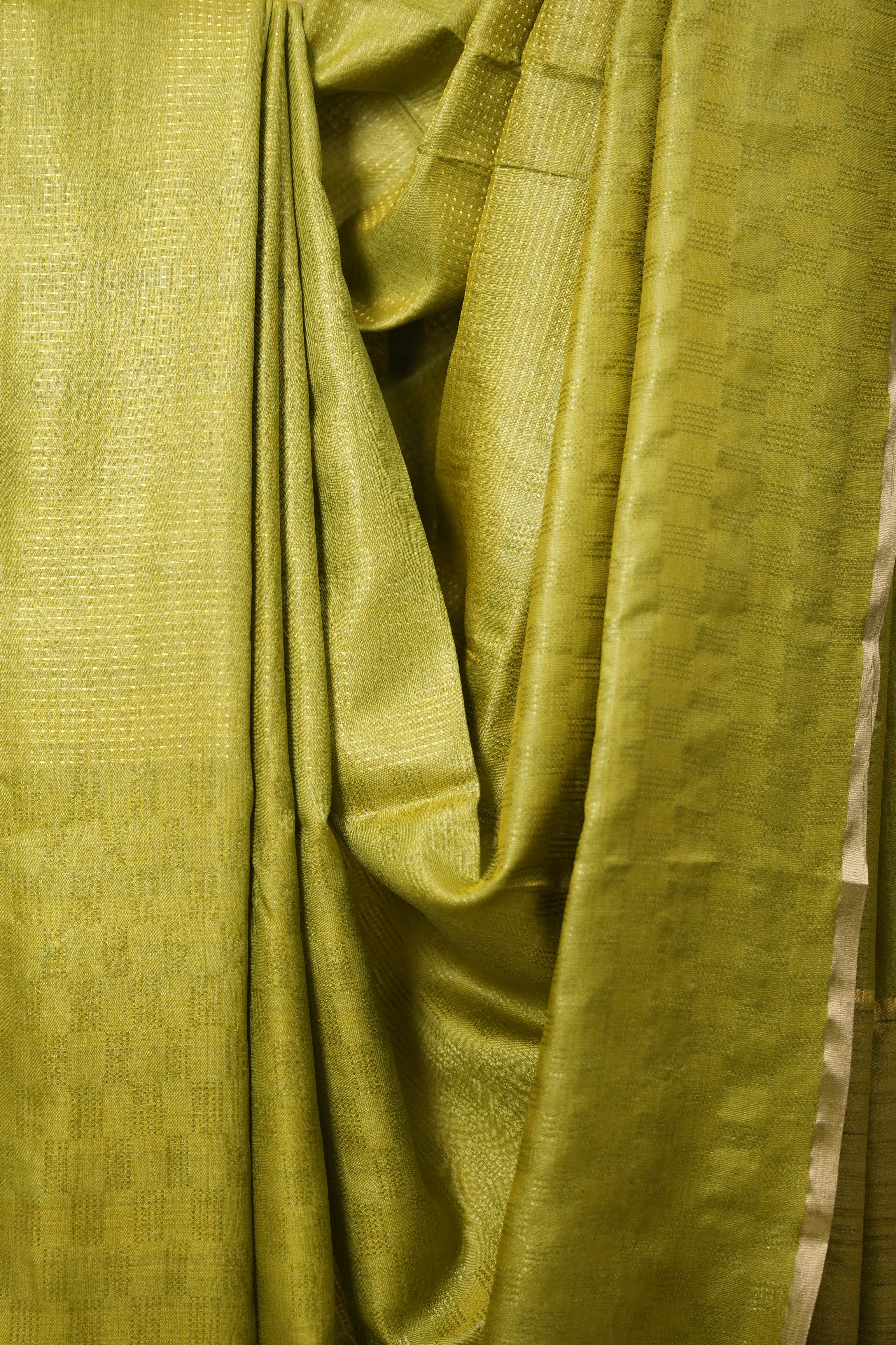 Moss Green Tussar Silk Saree - SRMGTSS1573