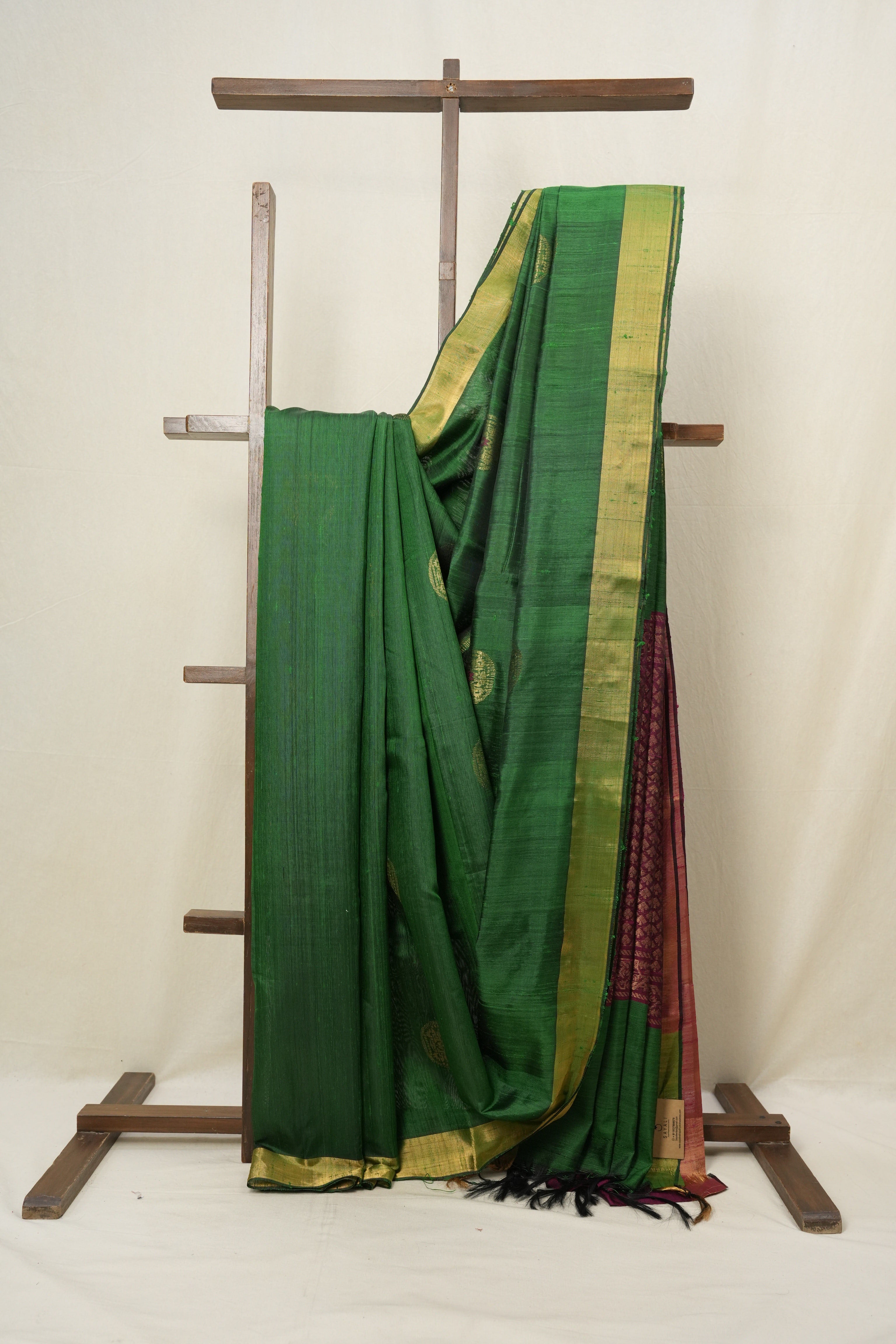 Green Raw Silk Saree - SRGRSS794