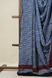 Classic Blue HBP Modal Silk Saree - SRCBHBPMSS472