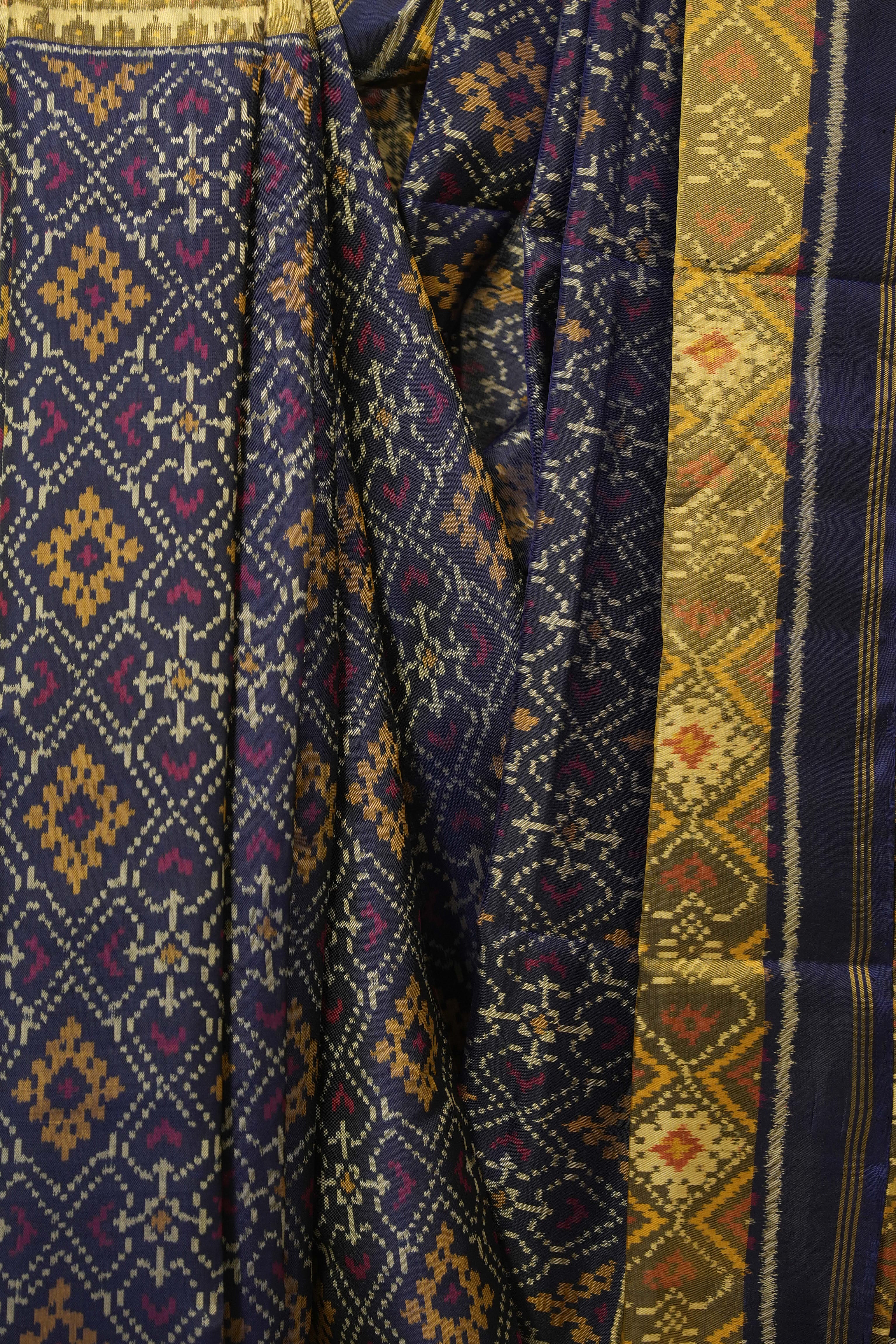 Indigo Blue Rajkot Patola Silk Saree - SRIBRPSS577