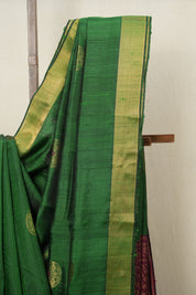 Green Raw Silk Saree - SRGRSS794