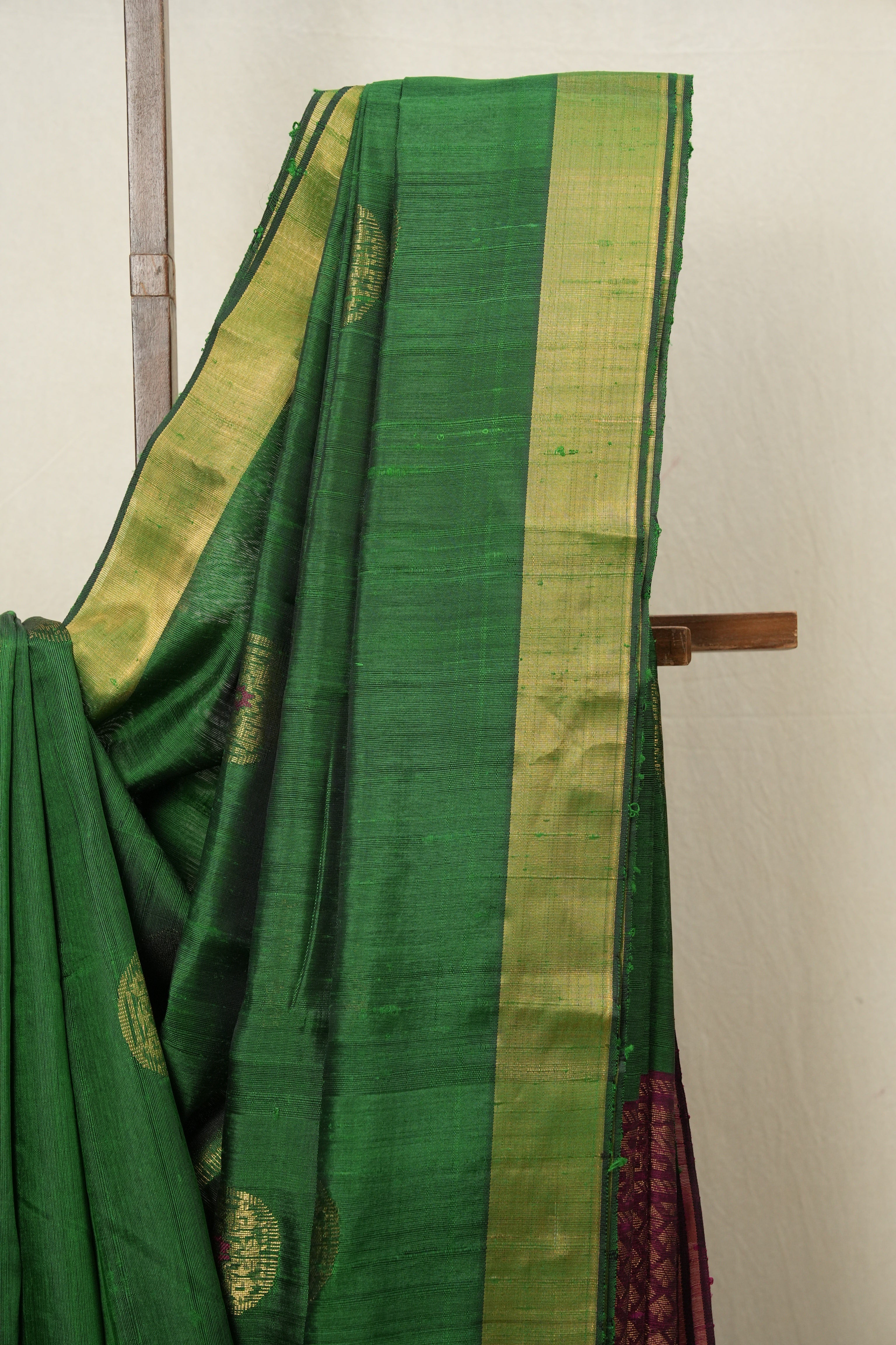 Green Raw Silk Saree - SRGRSS794