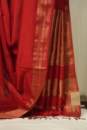 Red Maheshwari Saree - SRRMS1270