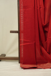 Red Maheshwari Saree - SRRMS1270