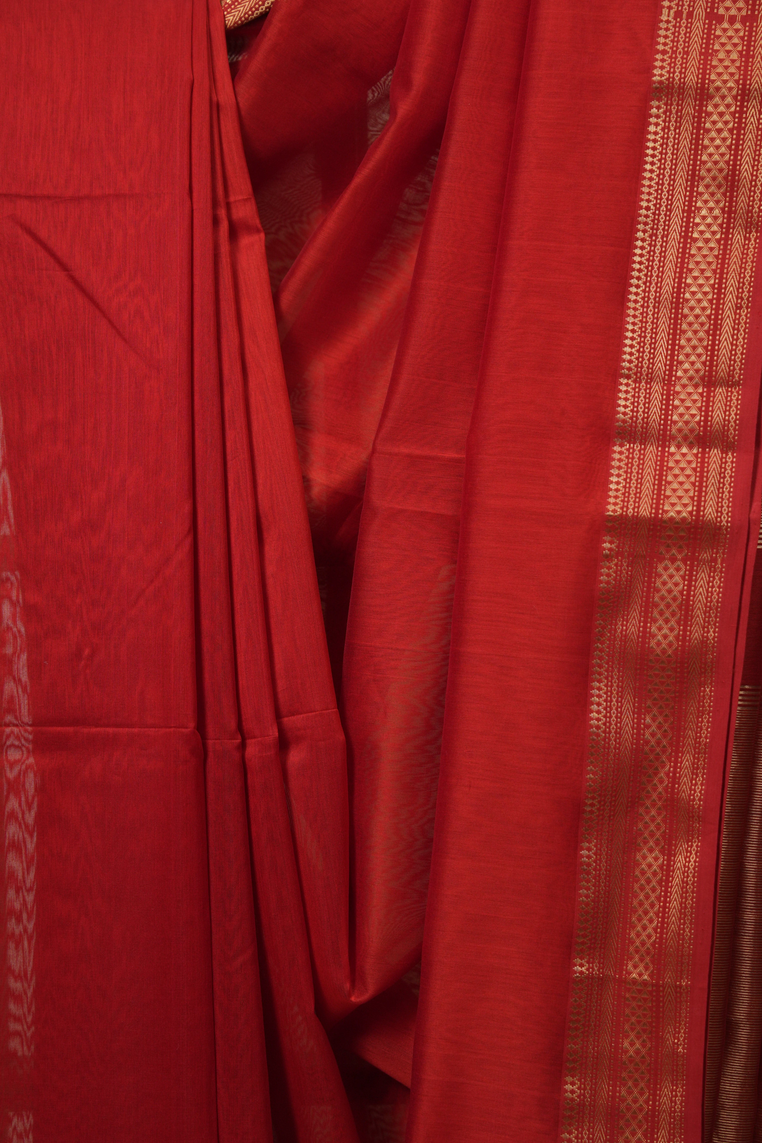 Red Maheshwari Saree - SRRMS1270