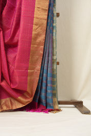 Dark Pink Raw Silk Saree - SRDPRSS815
