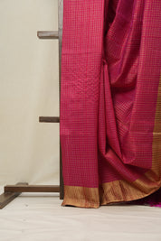 Dark Pink Raw Silk Saree - SRDPRSS815