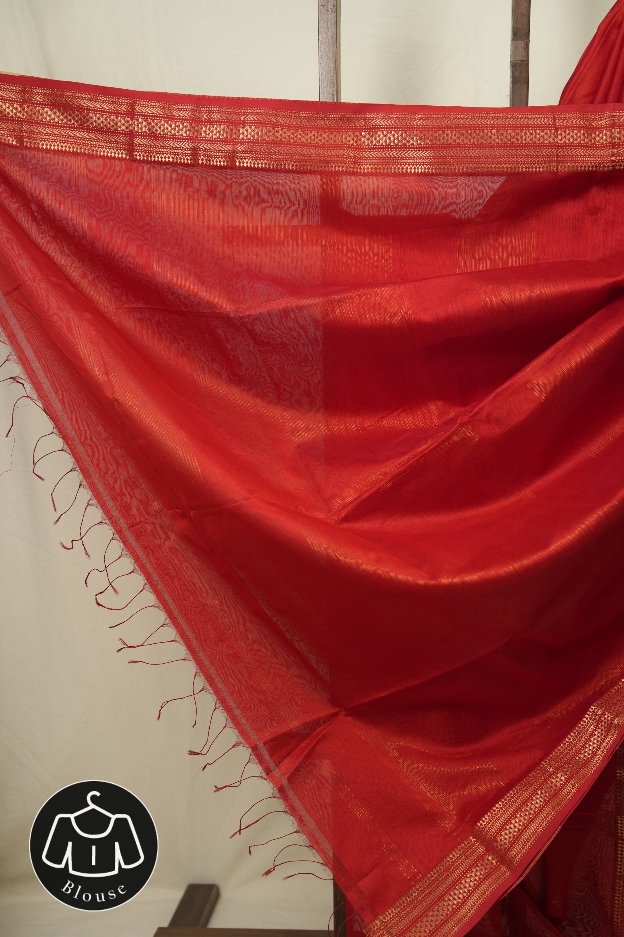 Red Maheshwari Saree - SRRMS1270