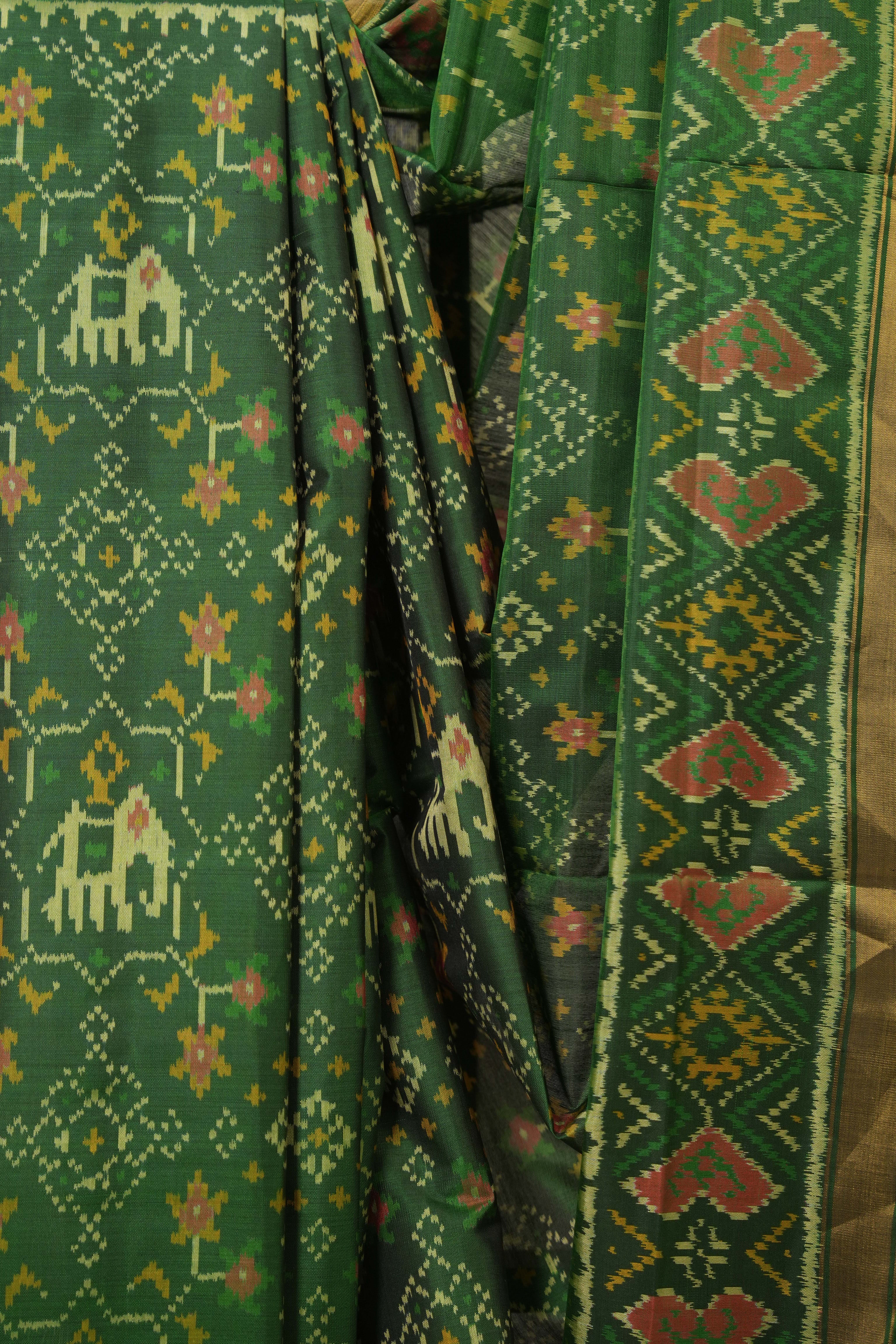 Green Rajkot Patola Silk Saree - SRGRPSS573