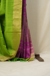 Parrot Green Raw Silk Saree - SRPGRSS818