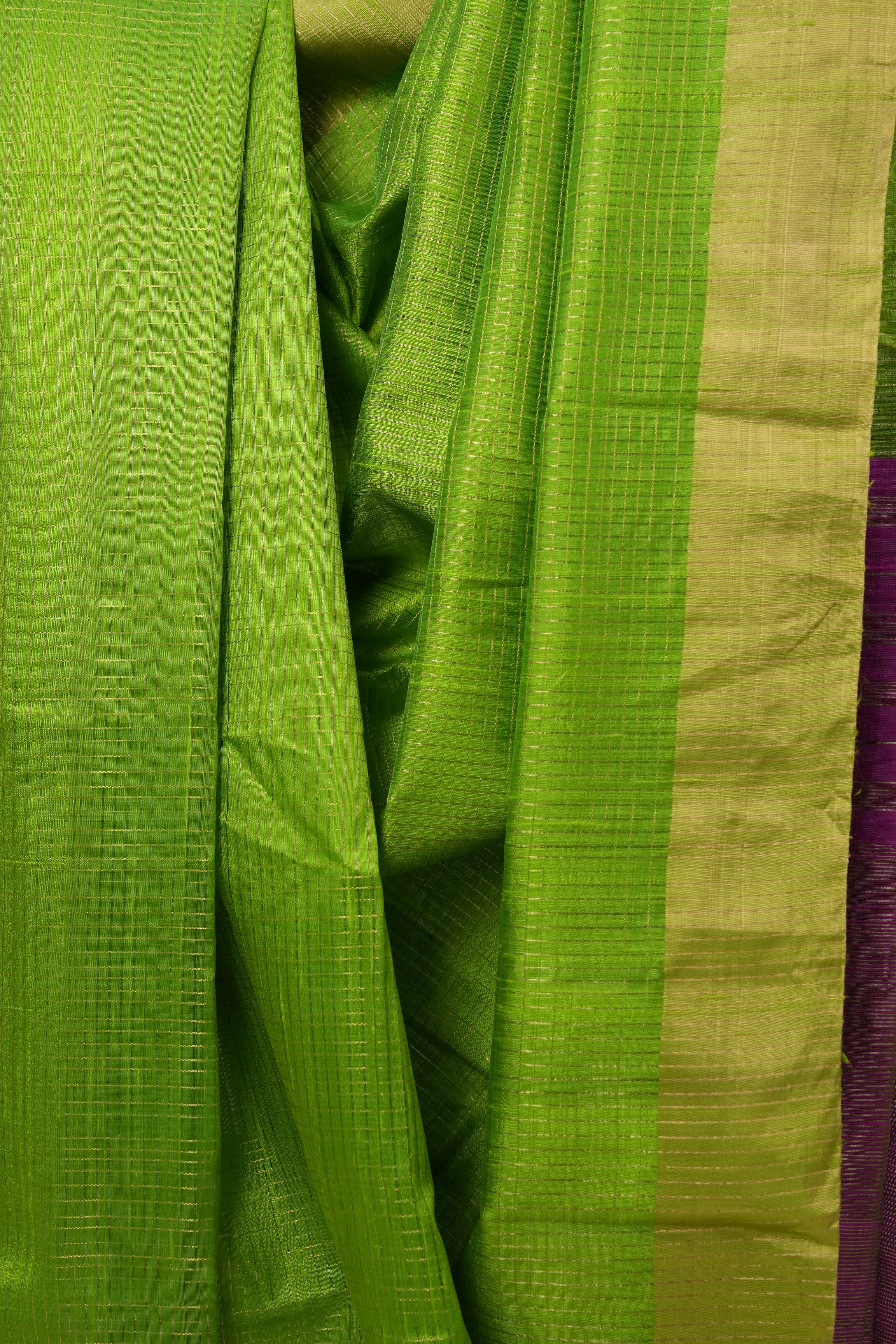 Parrot Green Raw Silk Saree - SRPGRSS818