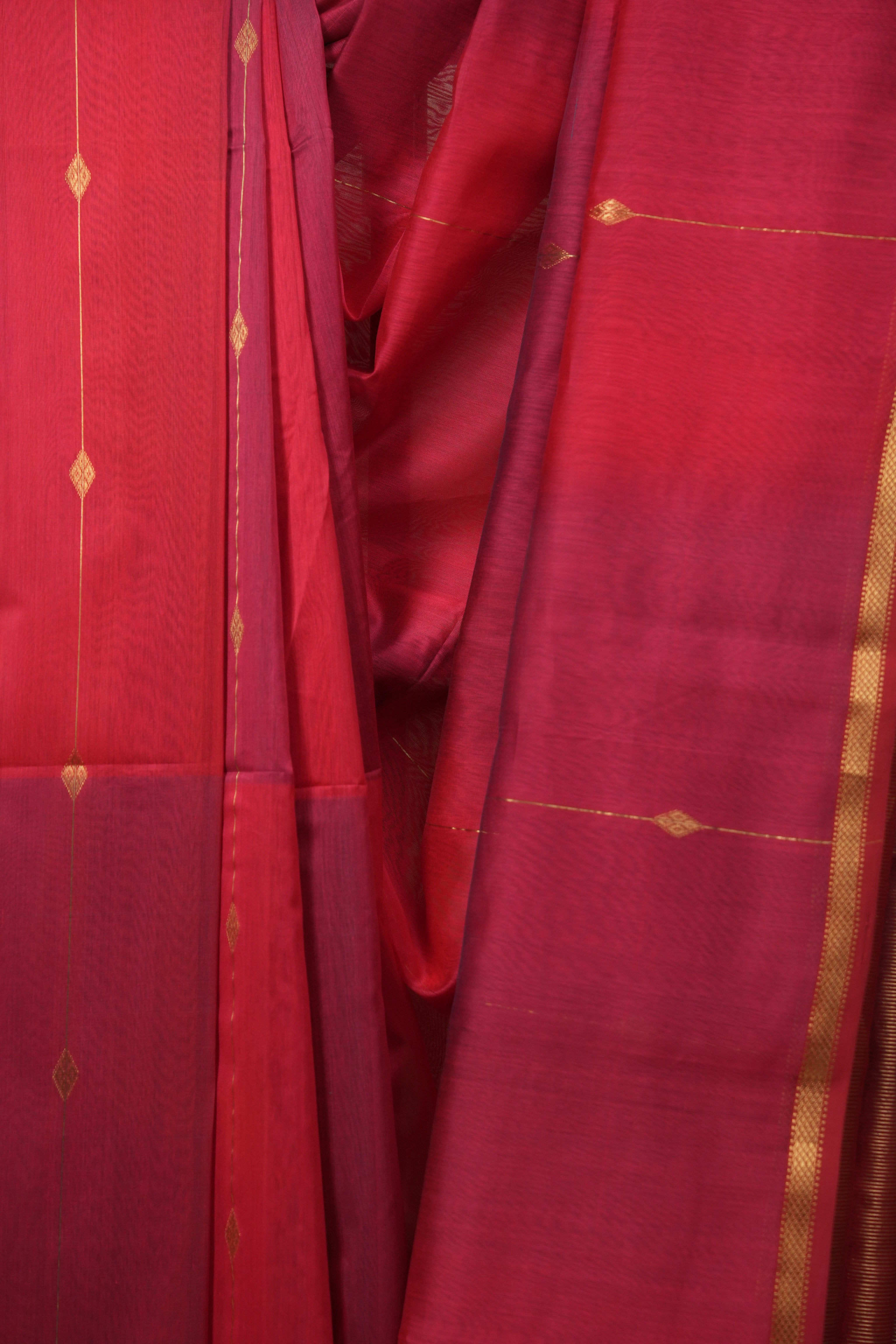 Red Maheshwari Saree - SRRMS1263