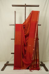 Two Tone Orange Maheshwari Saree - SRTTOMS1262