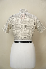Cream Stand Collar HBP Cotton Blouse - SRCSCCB156