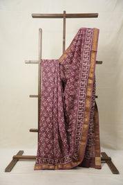 Onion Pink HBP Cotton Silk Saree With Maheshwari Border - SROPCSS1364