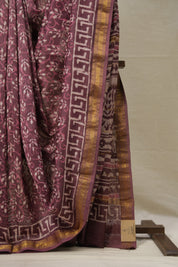 Onion Pink HBP Cotton Silk Saree With Maheshwari Border - SROPCSS1364