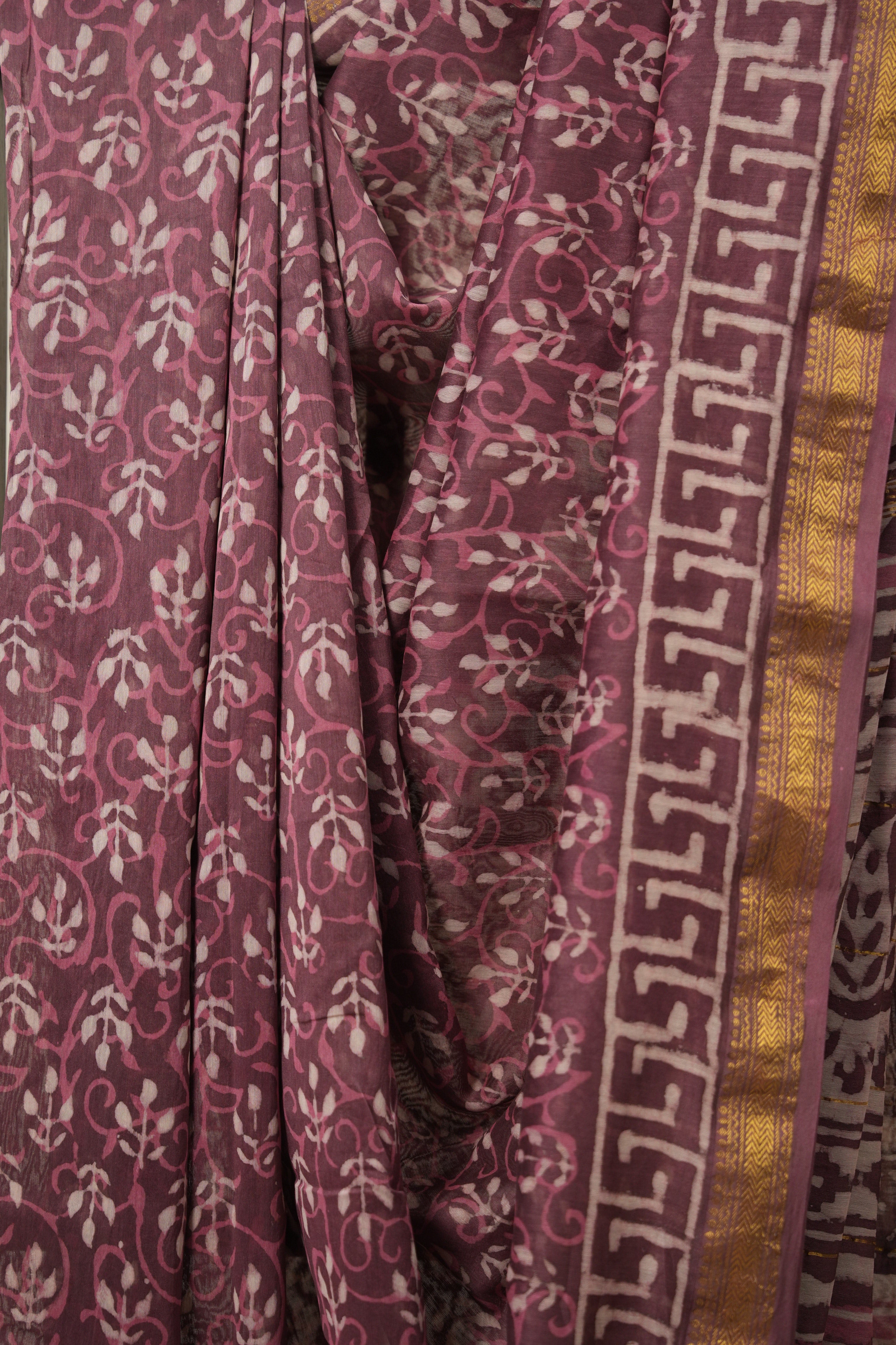 Onion Pink HBP Cotton Silk Saree With Maheshwari Border - SROPCSS1364