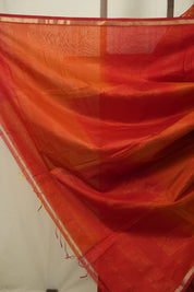 Two Tone Orange Maheshwari Saree - SRTTOMS1262