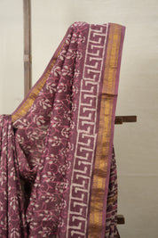 Onion Pink HBP Cotton Silk Saree With Maheshwari Border - SROPCSS1364