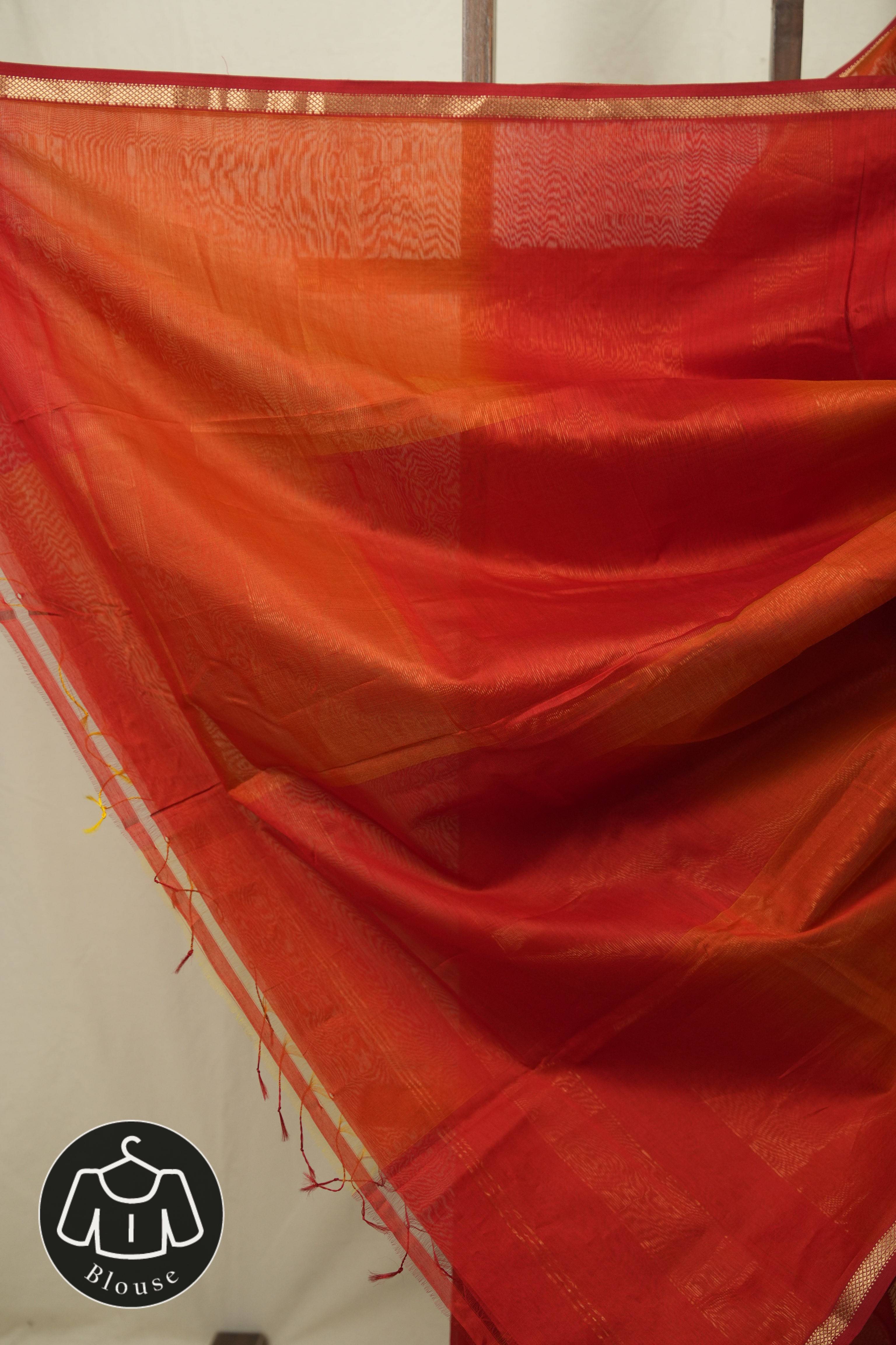 Two Tone Orange Maheshwari Saree - SRTTOMS1262