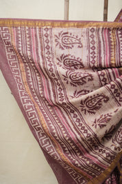 Onion Pink HBP Cotton Silk Saree With Maheshwari Border - SROPCSS1364