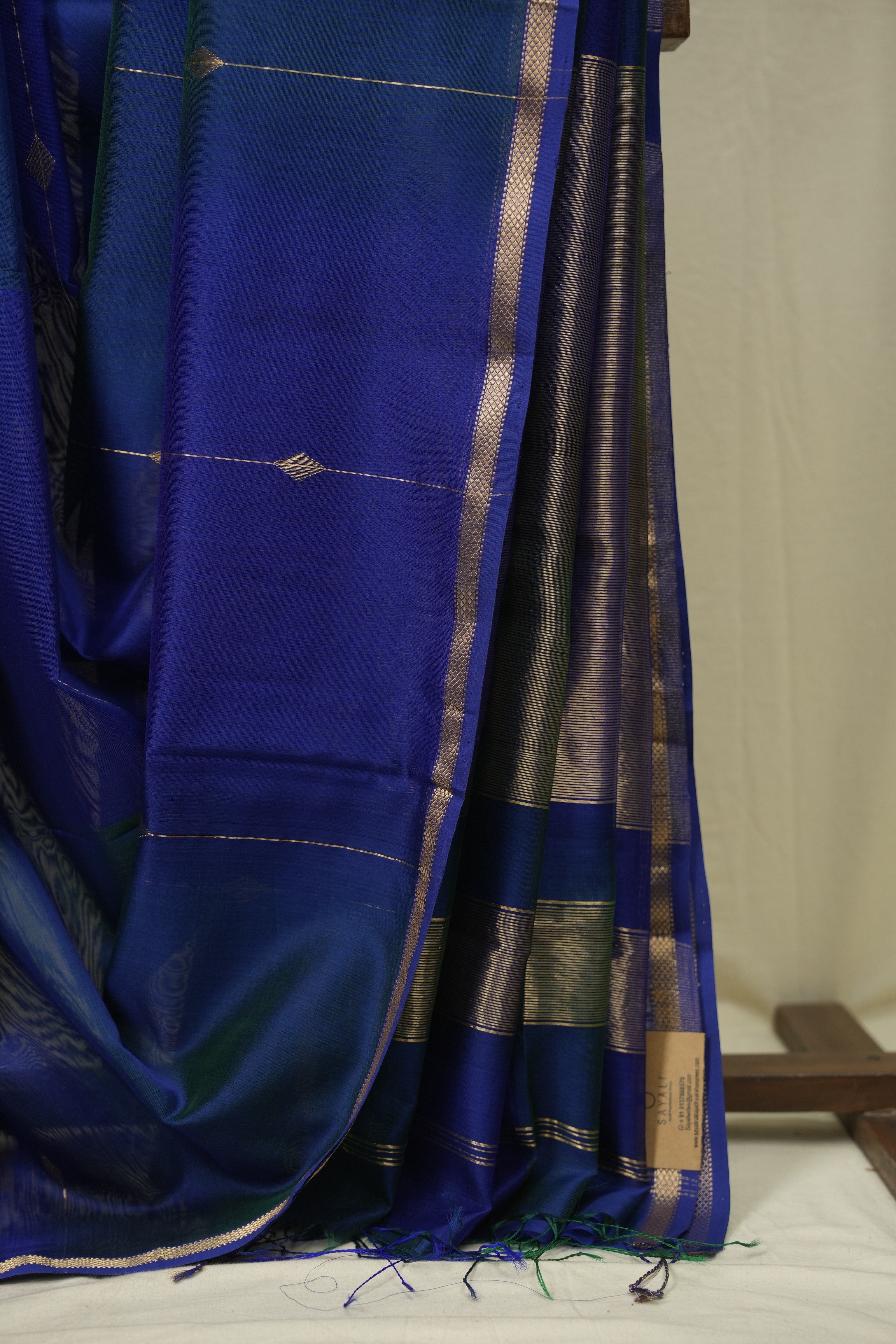 Two Tone Blue Maheshwari Saree - SRTTBMS1261