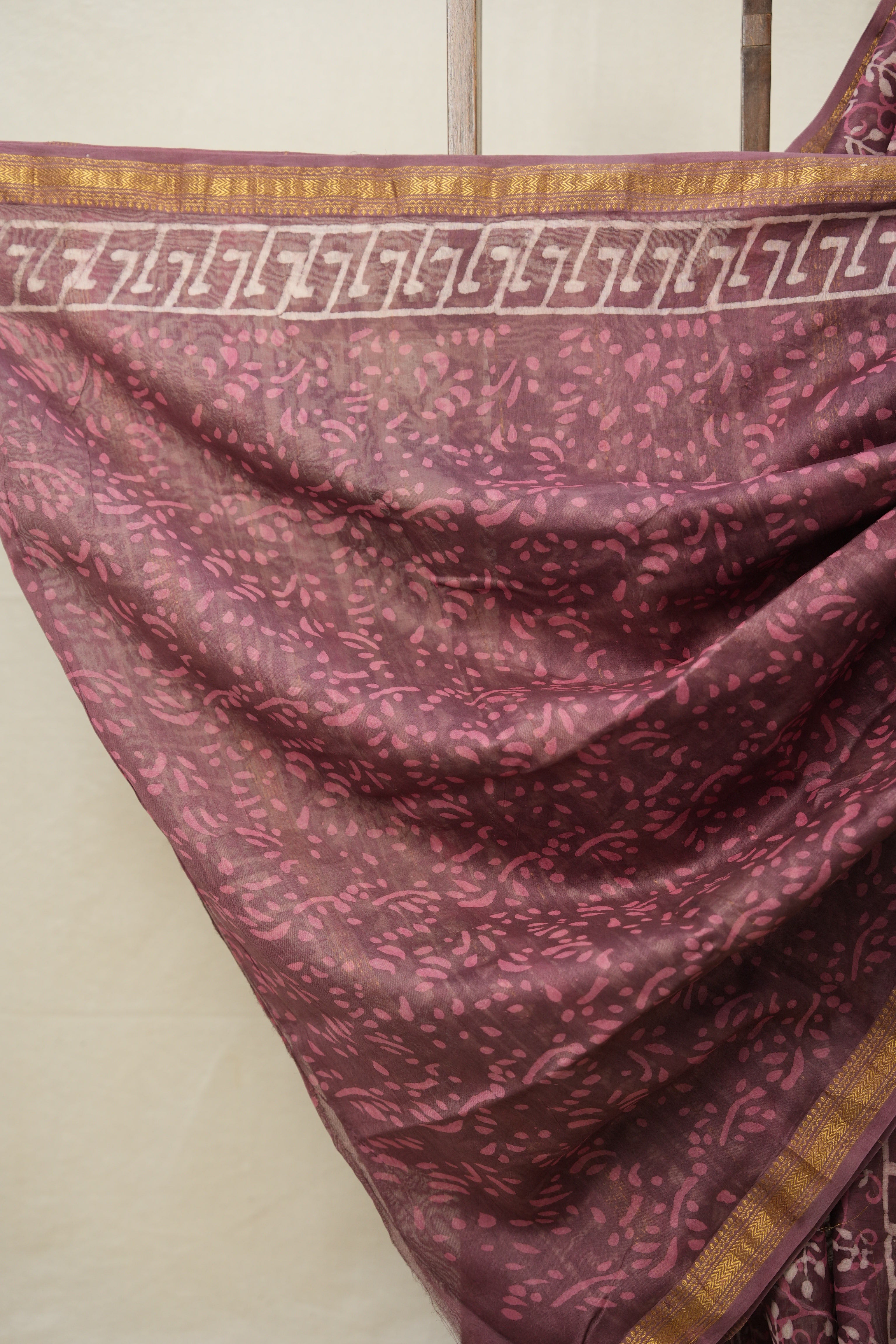 Onion Pink HBP Cotton Silk Saree With Maheshwari Border - SROPCSS1364