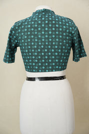 Teal Green Mandarin Ruffle Collar HBP Cotton Blouse - SRTGMRCB159