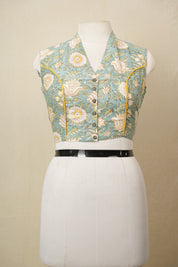 Aqua Green HBP Cotton V-Neck Blouse - SRAGCVNB162
