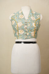 Aqua Green HBP Cotton V-Neck Blouse - SRAGCVNB162