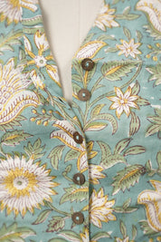 Aqua Green HBP Cotton V-Neck Blouse - SRAGCVNB162