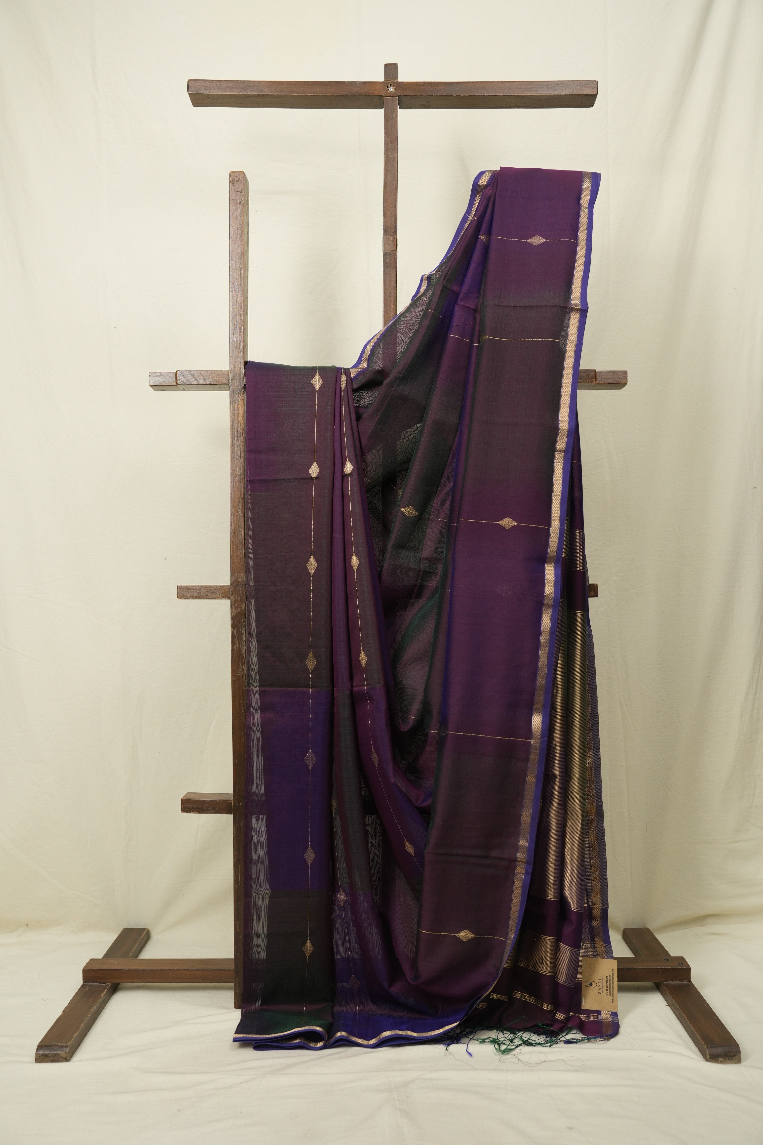 Two Tone Purple Maheshwari Saree - SRTTPMS1259
