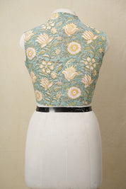 Aqua Green HBP Cotton V-Neck Blouse - SRAGCVNB162