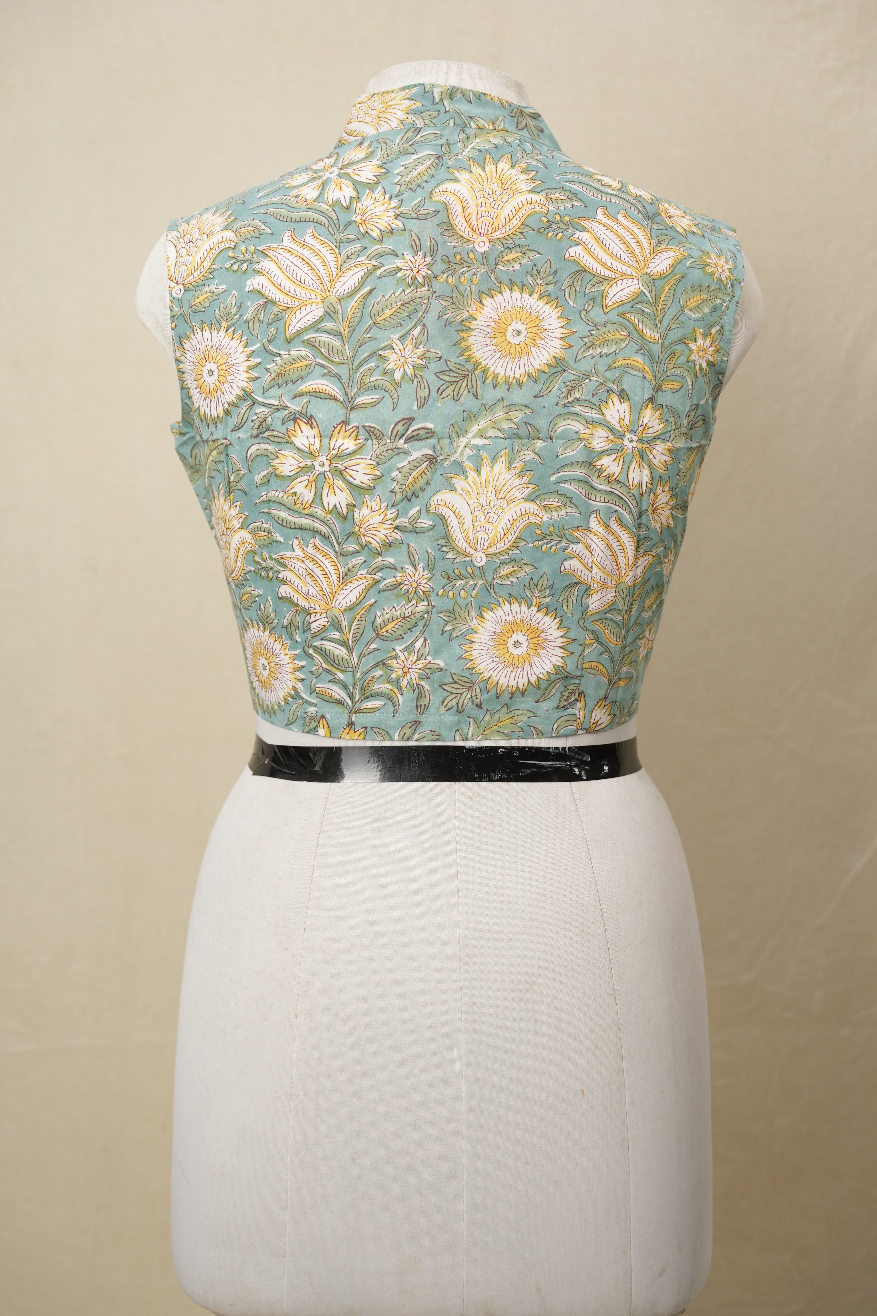 Aqua Green HBP Cotton V-Neck Blouse - SRAGCVNB162