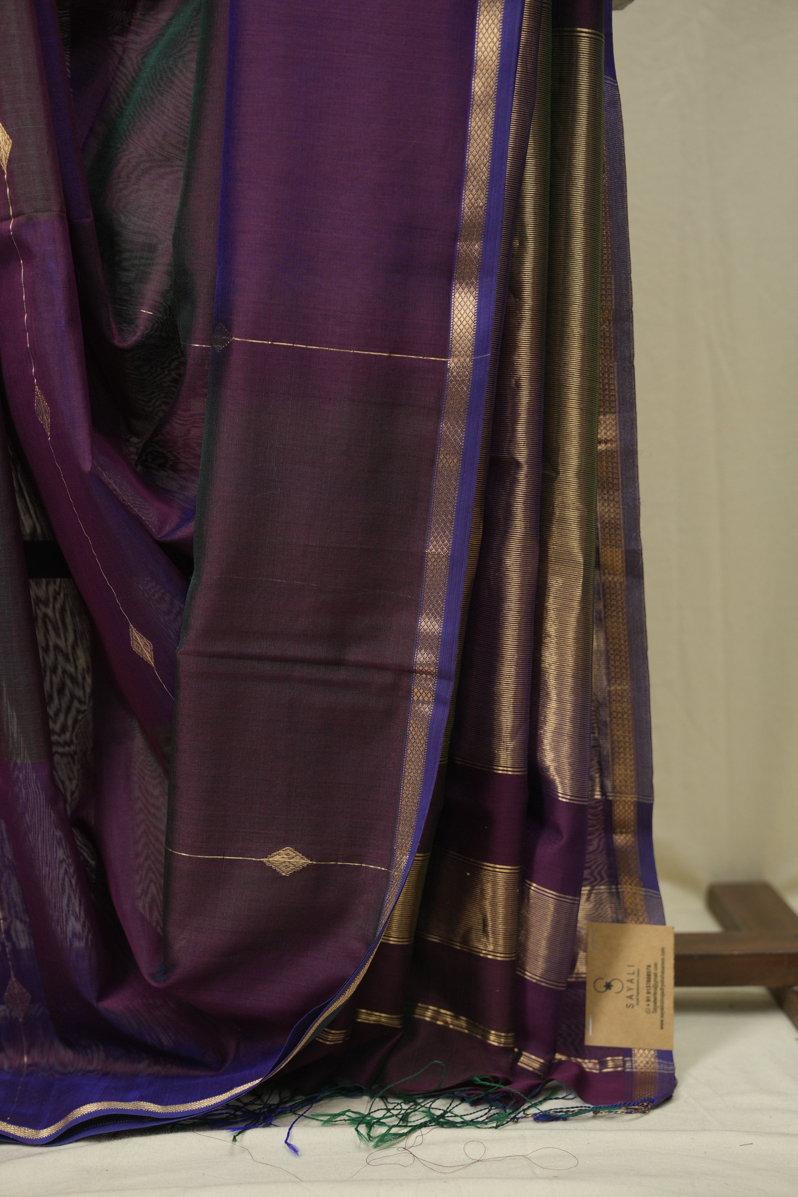 Two Tone Purple Maheshwari Saree - SRTTPMS1259