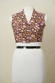 Dark Maroon HBP Cotton V-Neck Blouse - SRDMCVNB161