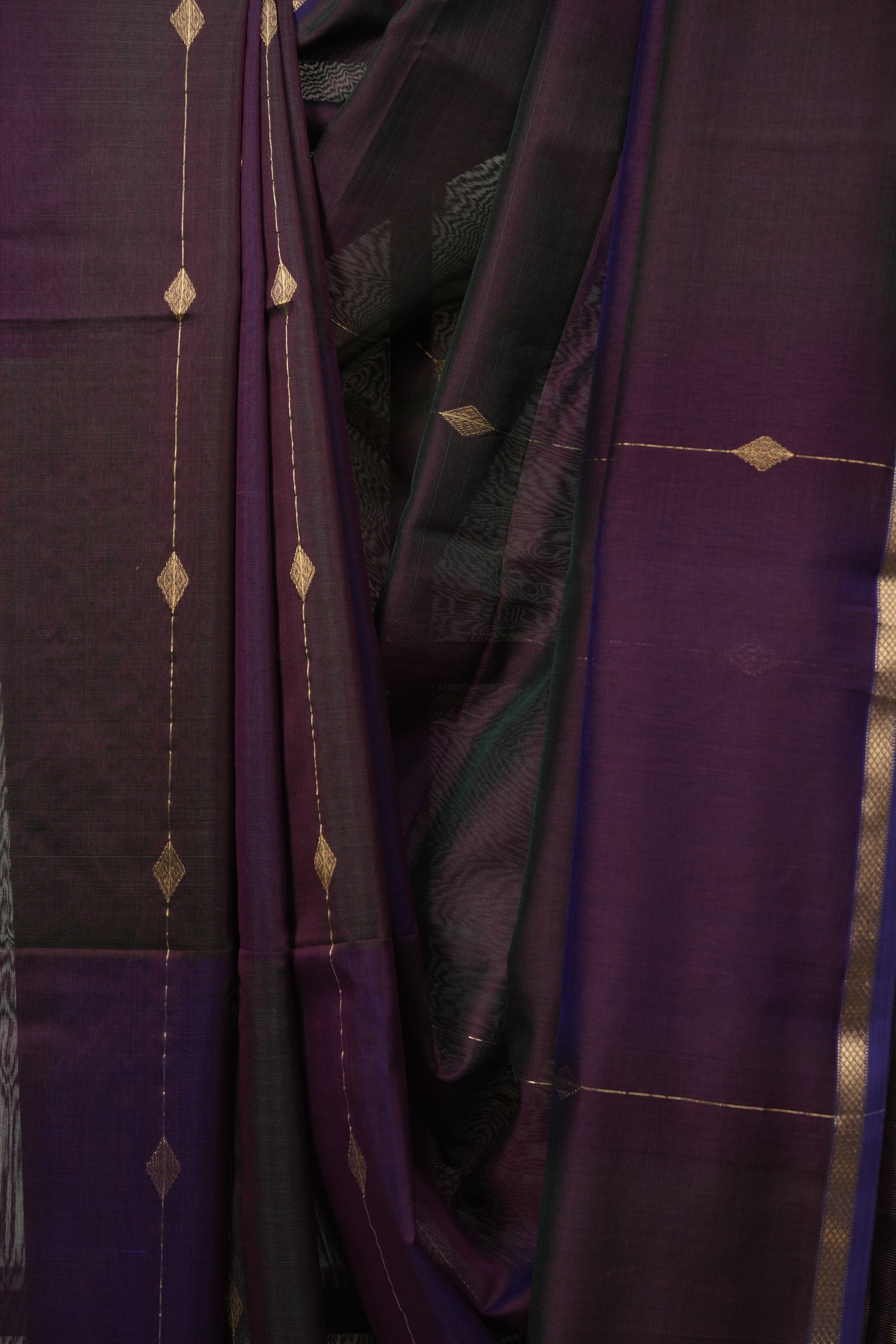 Two Tone Purple Maheshwari Saree - SRTTPMS1259