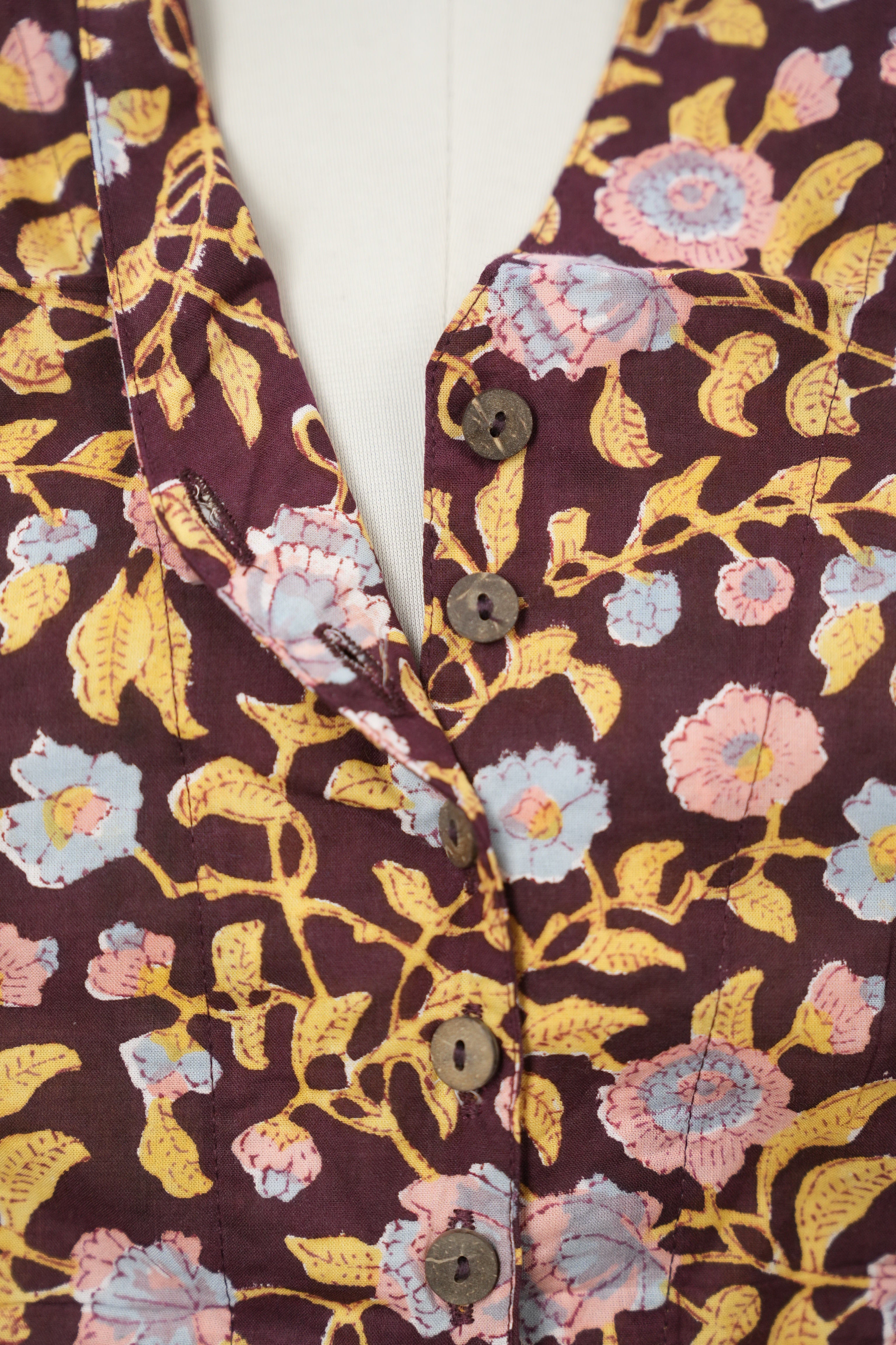 Dark Maroon HBP Cotton V-Neck Blouse - SRDMCVNB161
