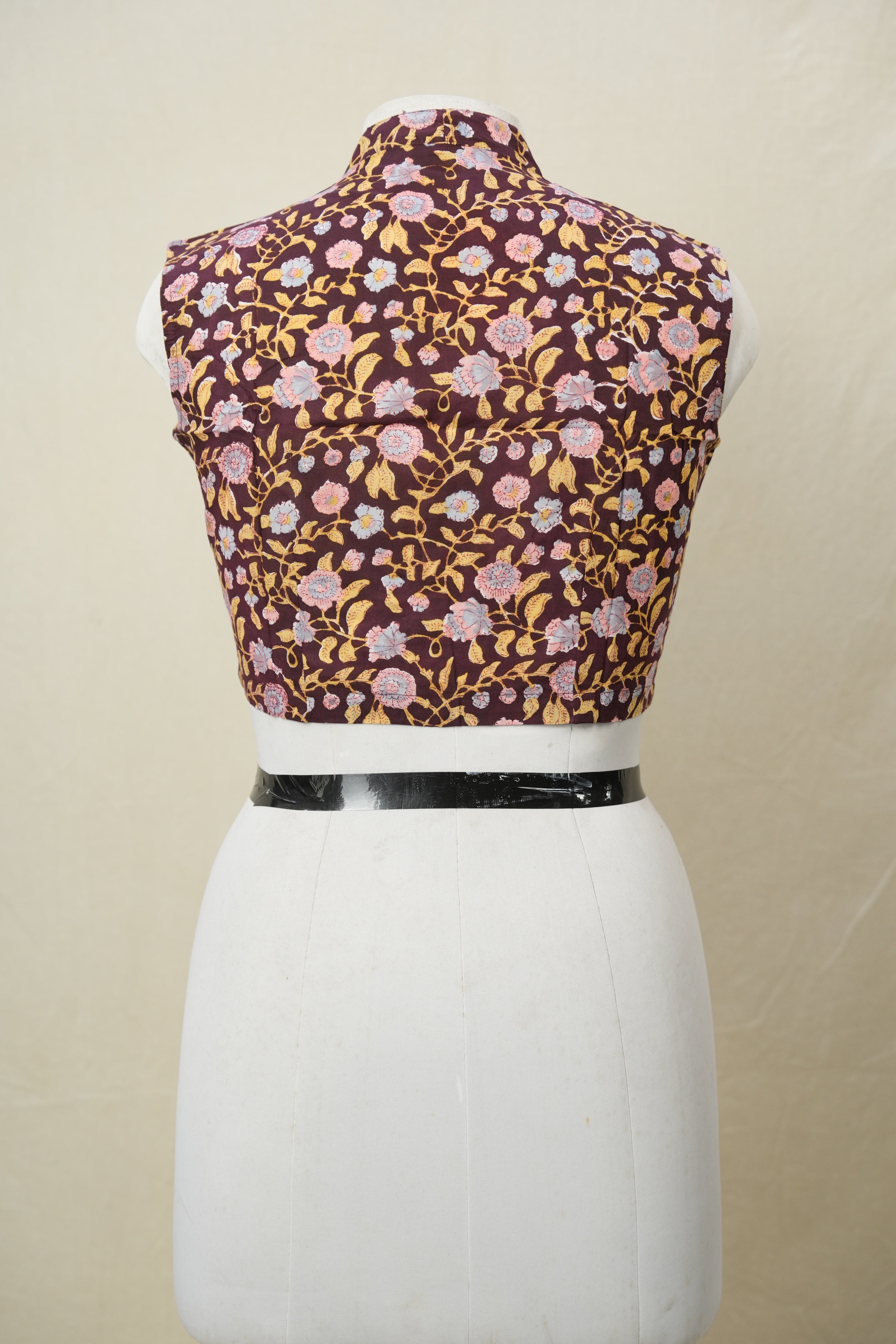 Dark Maroon HBP Cotton V-Neck Blouse - SRDMCVNB161