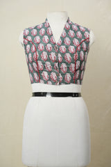 Green HBP Cotton V-Neck Blouse - SRGCVNB160
