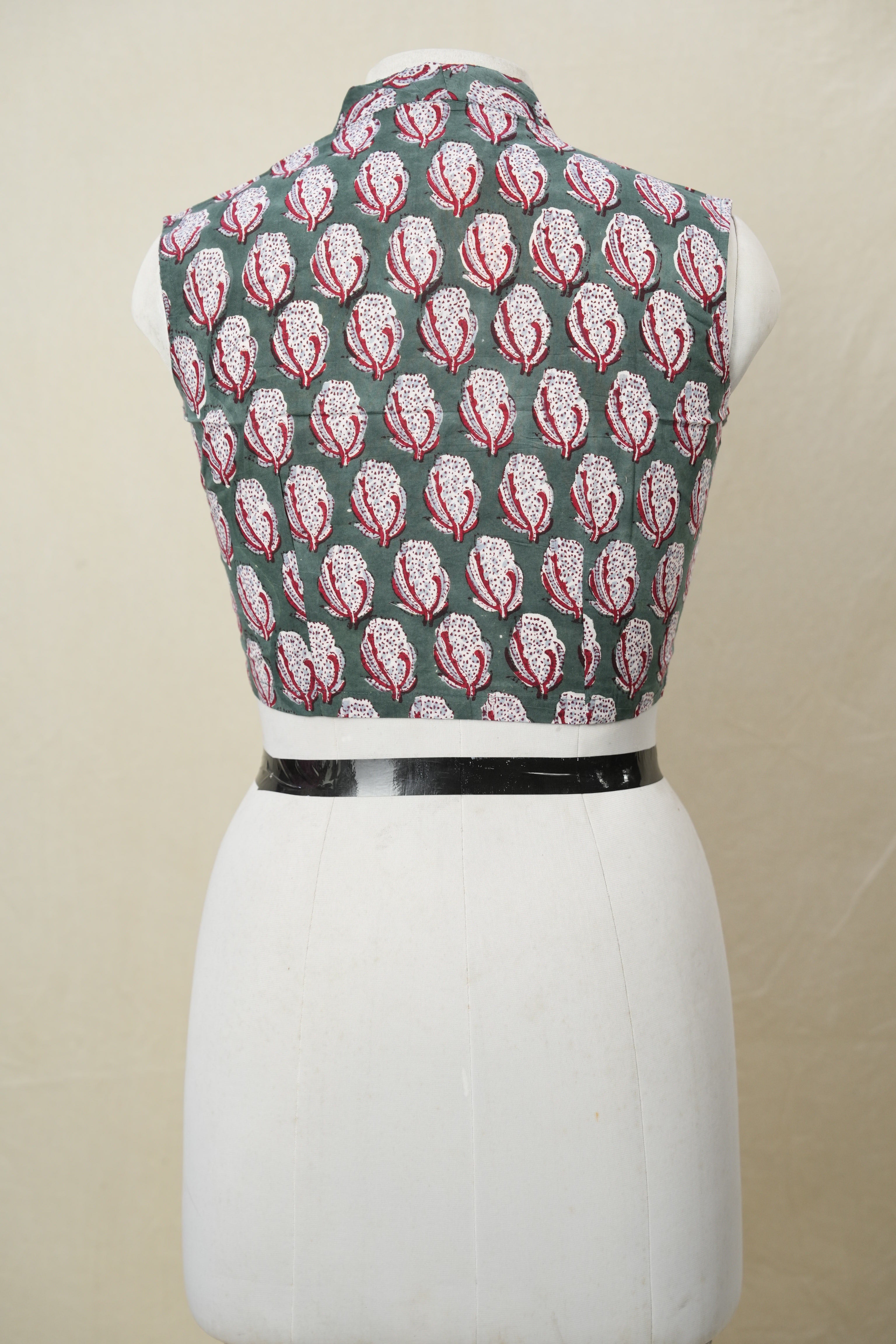 Green HBP Cotton V-Neck Blouse - SRGCVNB160