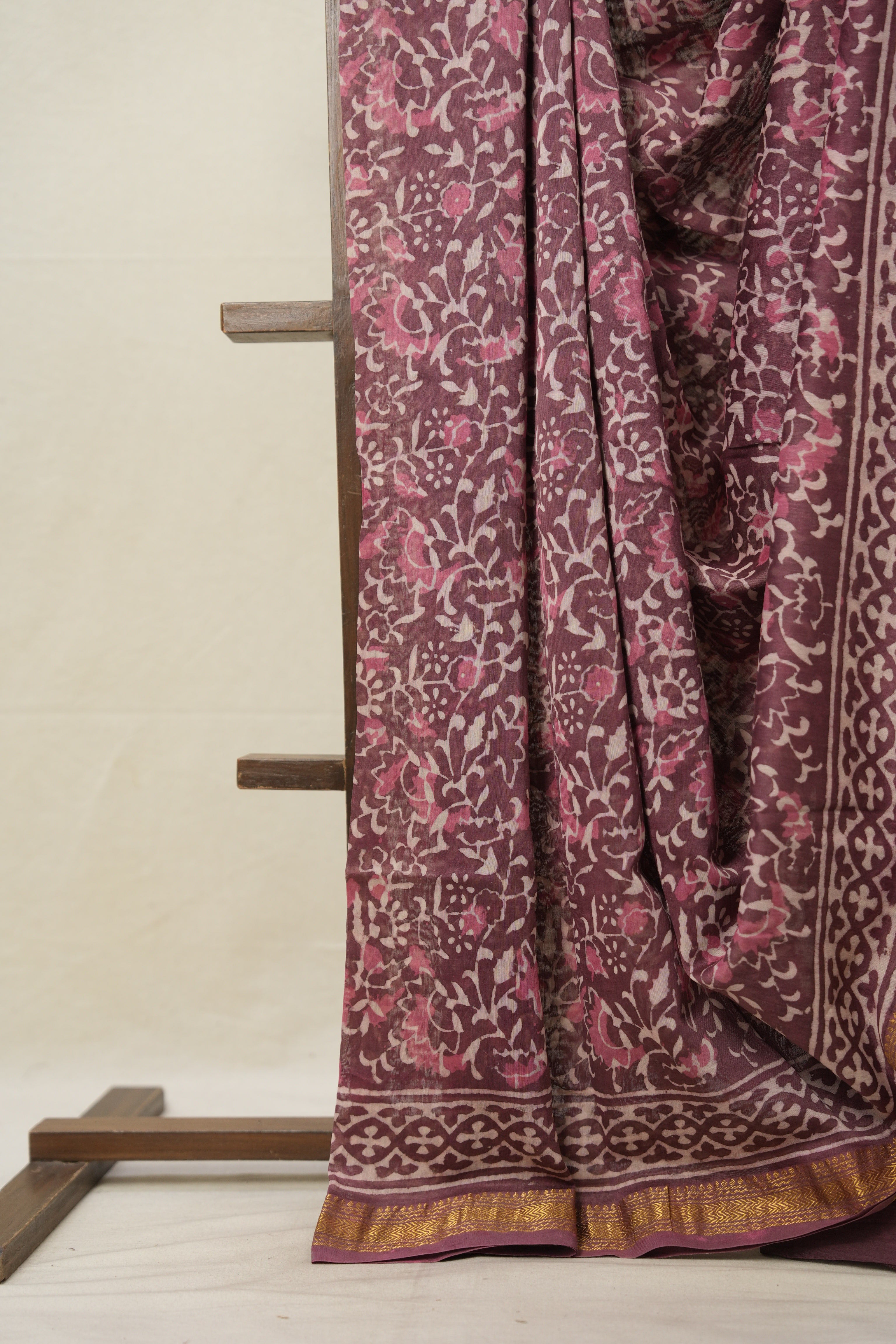 Onion Pink HBP Cotton Silk Saree With Maheshwari Border - SROPCSS1361